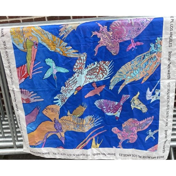IRENE NEUWIRTH Scarf Silk Hand Rolled 35” Eagle Hummingbird Moose Birds - Picture 1 of 3